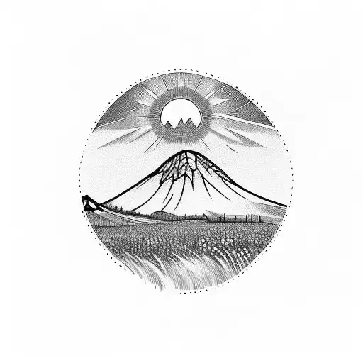 Mountain And Hay Field With Pheasants