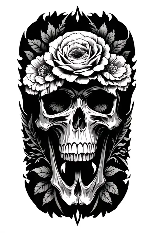 Skulls And Flowers