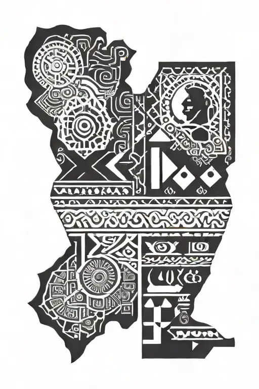 African Tribal Pattern Incorporating Scripture And Geometric Patterns
