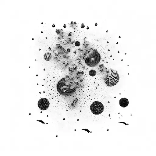 An Abstract Representation Of A Field With Rain Cascading Down And Bees Gracefully Flying