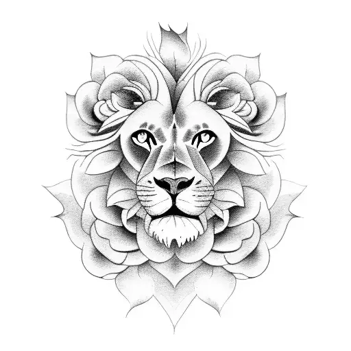 Half Lion And Half Roses