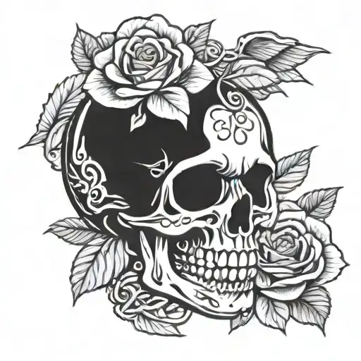 Pocket Watch Skull Rose
