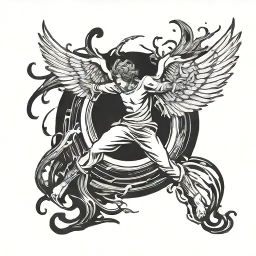 Angel Falling Into Black Hole