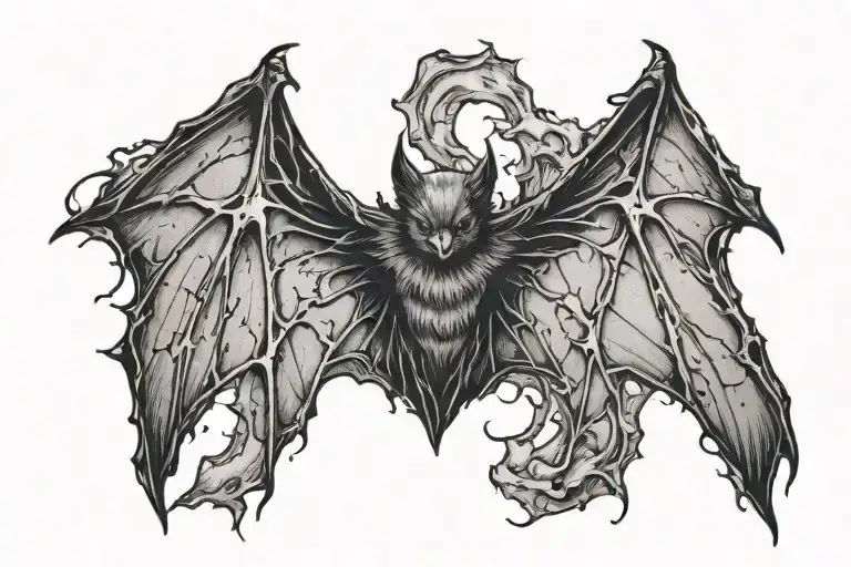 Bat With Torn Wings In Dark Style