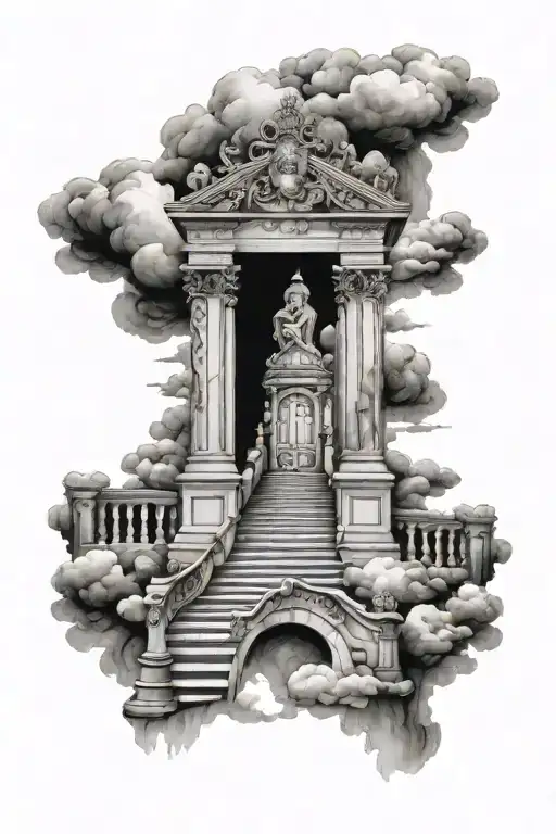 Gates Of Heaven Staircase With Clouds