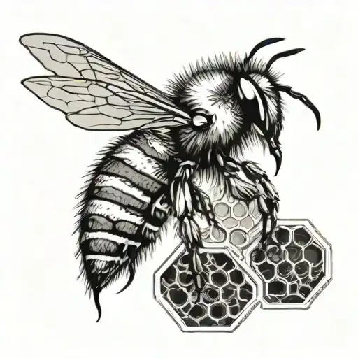 A Bee And Honeycombs In The Background