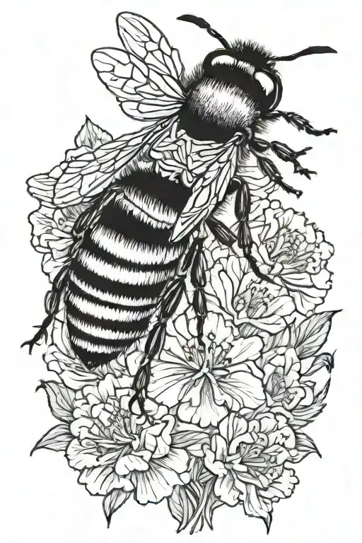 Bee On Carnations Flowers