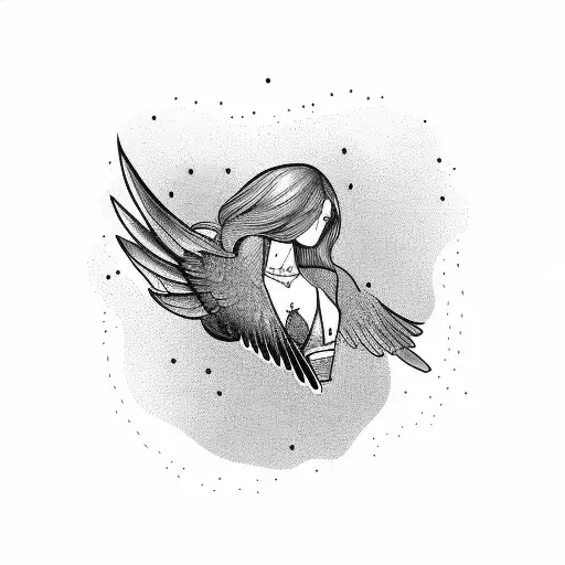 Girl With A Raven Flying Out Of Her Mouth