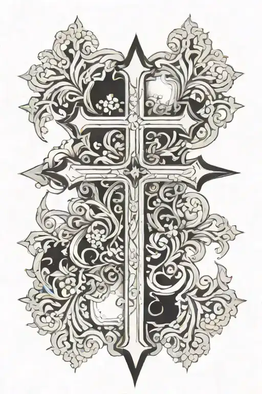 Christian Cross With Etching Inside Of It