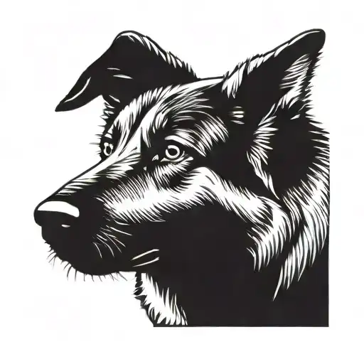 German Shepherd Dog Head Looking Forward