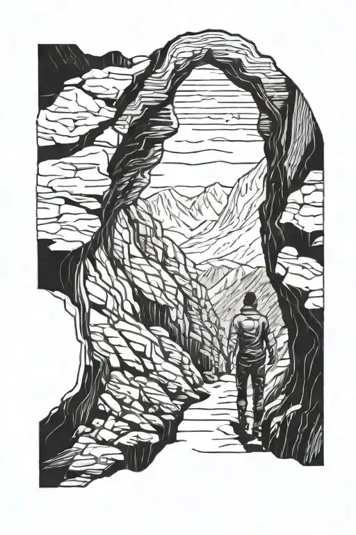 Man Standing At A Mountain Tunnel