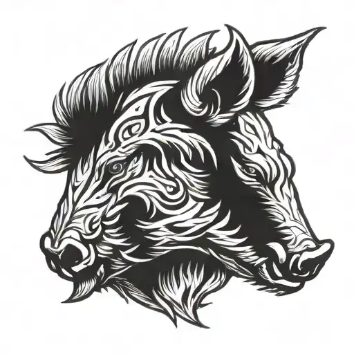Boar Head Profile Large Face Tusks