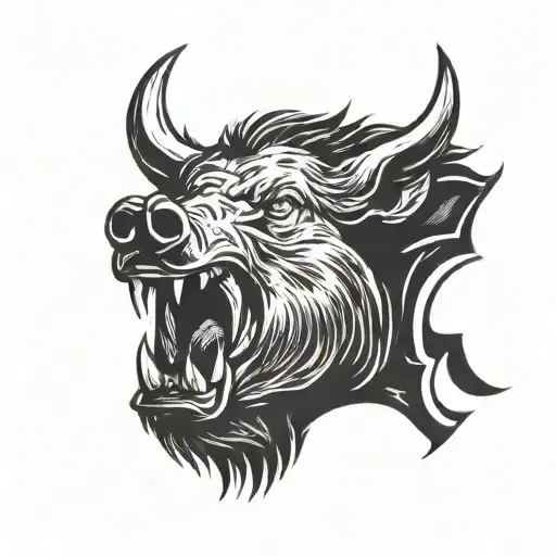 Boar Head Profile Large Face Tusks Simple