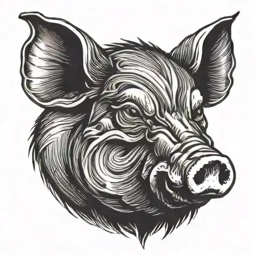 Pig Boar Head Profile Large Face Tusks Simple