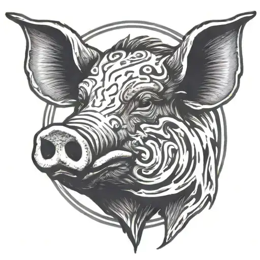 Pig Boar Head Profile Large Face Tusks Simple