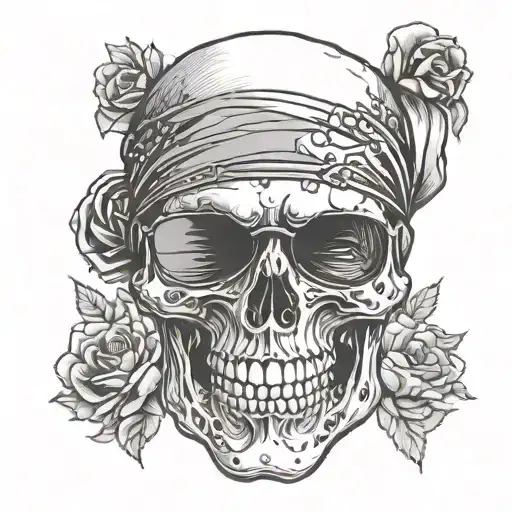 Skull With Blindfold Covering Her Eyes
