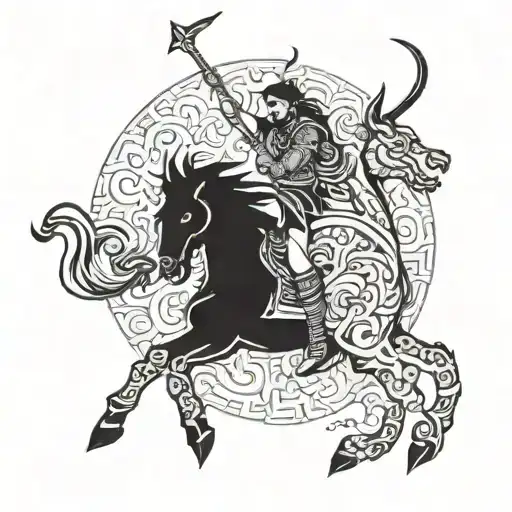 Rebel Warrior Riding A Mythical Beast