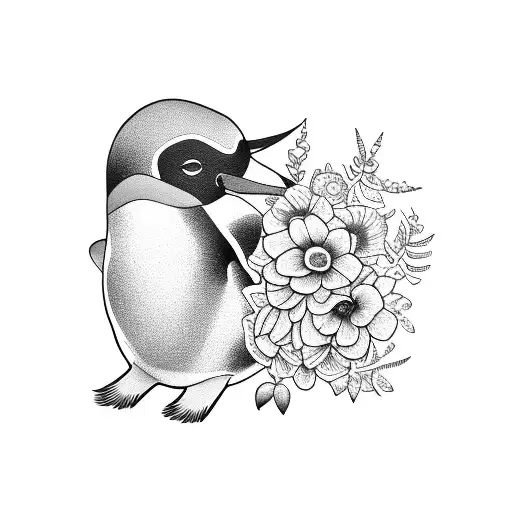 Penguin With Flowers