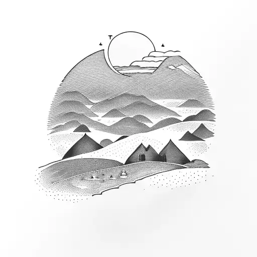 Rolling Hills With Road Leading Into Sunset