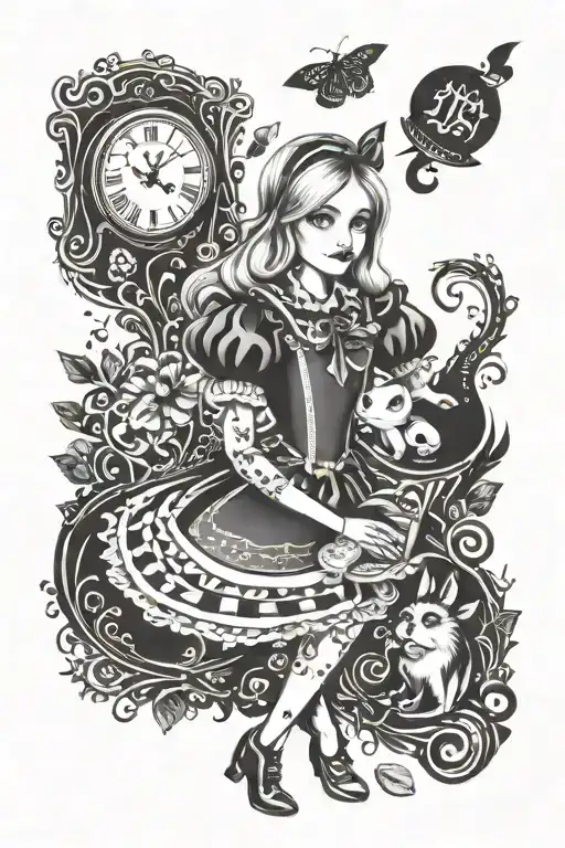 Dark Alice In Wonderland Half Sleeve Alice