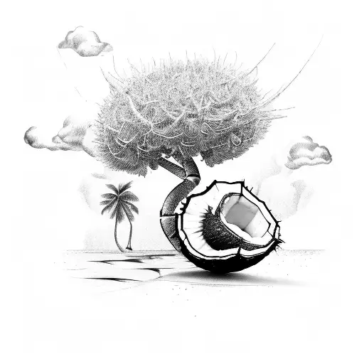 A Coconut Tree With A Large Crab Climbing The Trunk