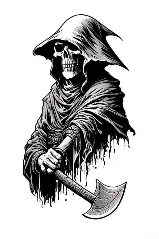 Grim Reaper Holding A Axe