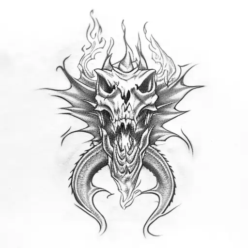Dragon Skull Fire Mouth Dark
