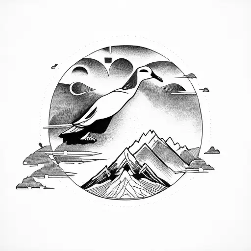 Albatross Above A Mountain In The Sun