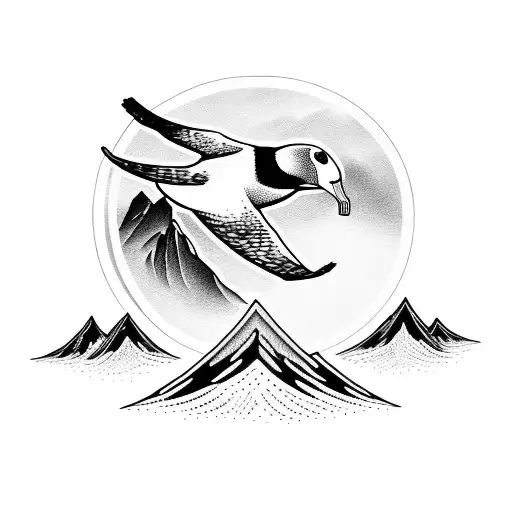 Albatross Flying Above A Mountain