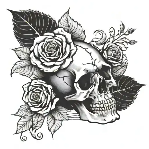 Skull Rose Date Number