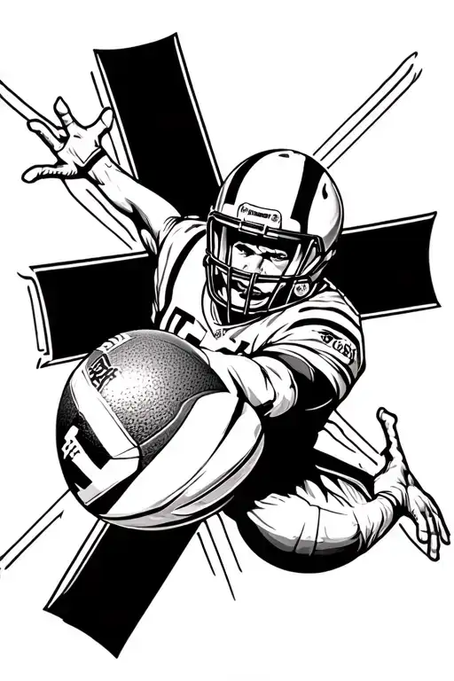 Football Player Cross Surrounded