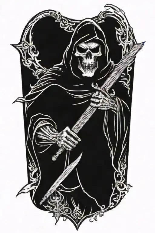 Grim Reaper Knight Holding A Sword