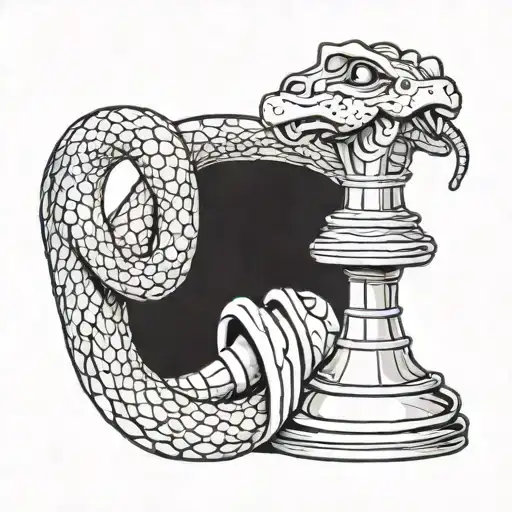 Chess Pawn Piece With A Snake Wrapped Around It