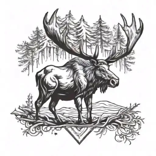 A Majestic Moose With Antlers Intertwined With Hunting Arrows