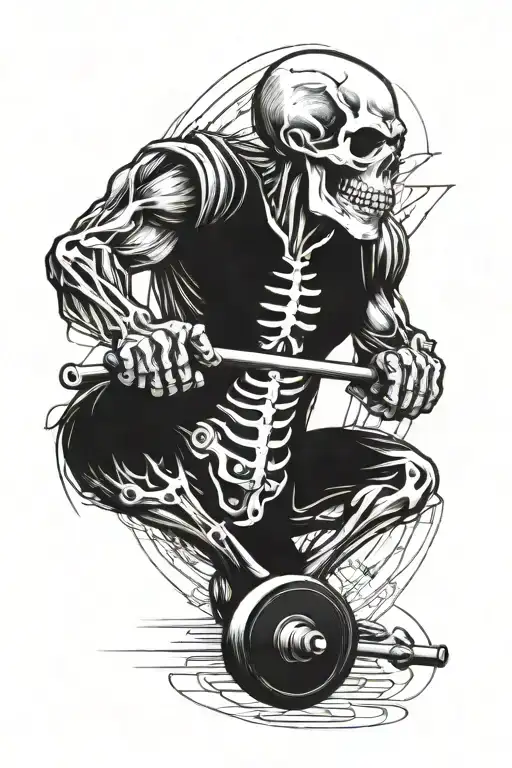Muscular Skeleton With A Barbell