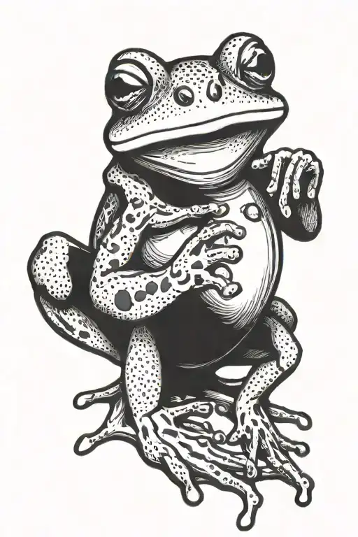 Frog Holding A Sytche