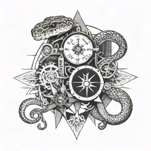 Snake Compass Motorcycle Engine Machine