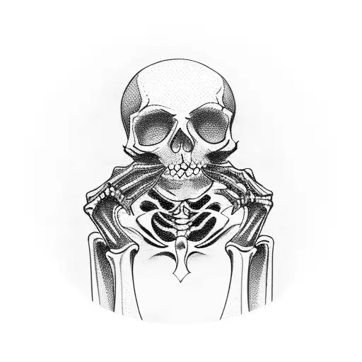 A Woman Holding A Skeleton