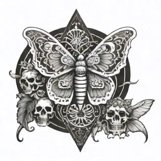 Angel Of Death Moth With Skulls