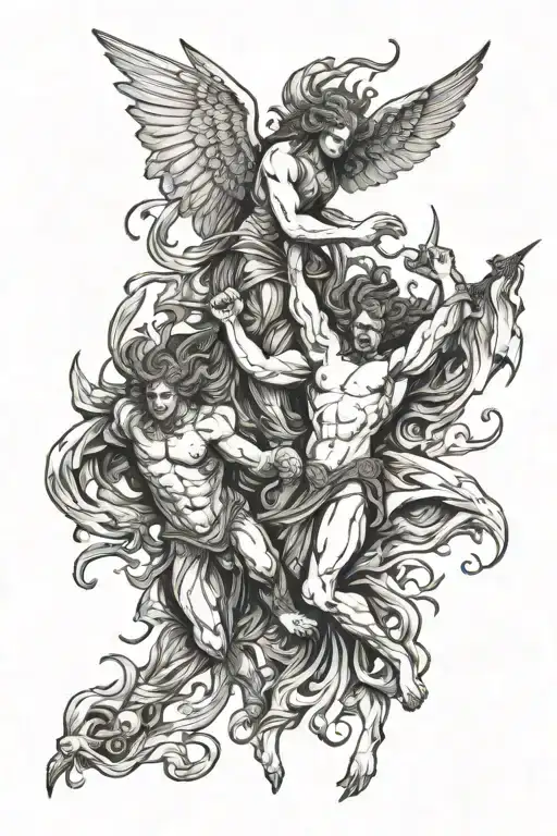 Angel And Demons Fighting