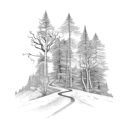 A Winding Road Leading Through A Dense Forest