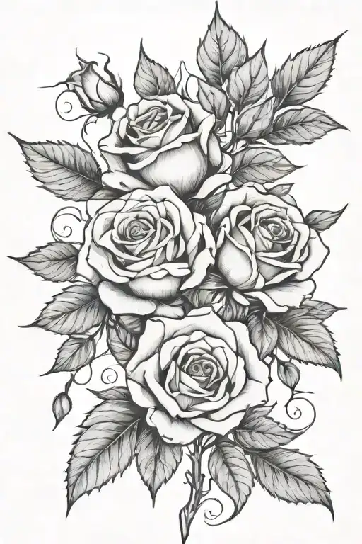 Black And White Roses No Leaves Intertwined