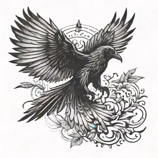 Crow With Multiple Wings Spread