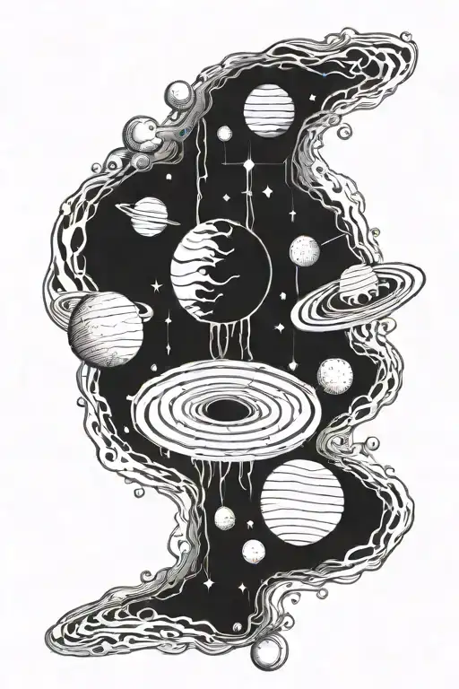 All The Planets Being Pulled Into A Black Hole Sucking