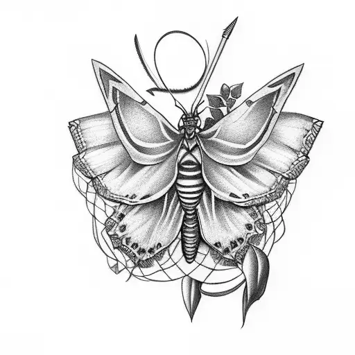 Half Monarch Butterfly With Other Half Being Sword Lilies