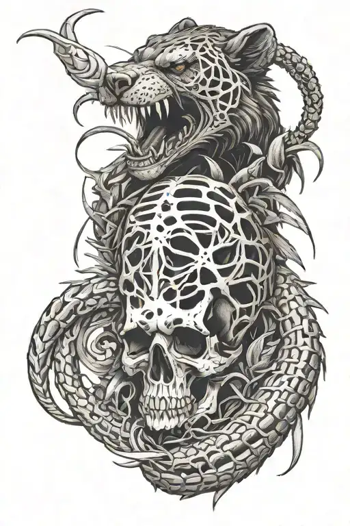 Rattlesnake Skeleton And Bear Claw Skeleton