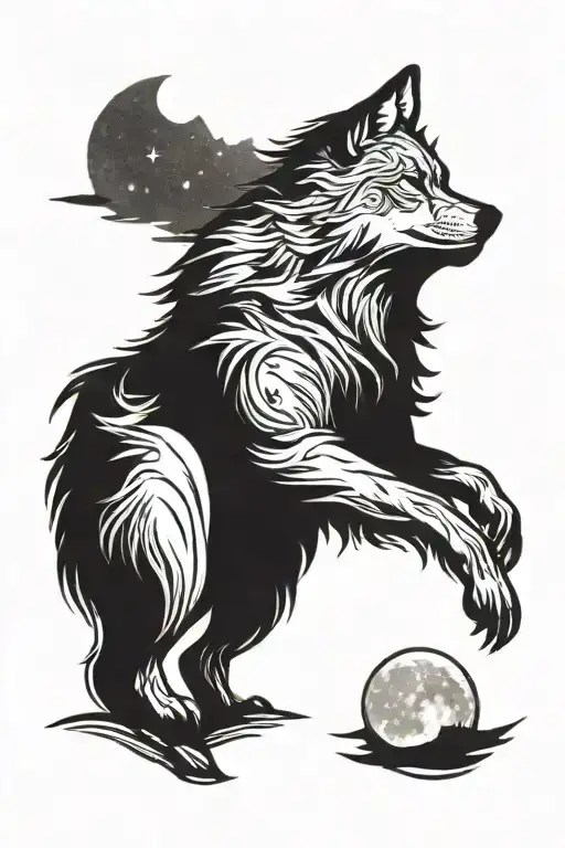 Wolf And Moon