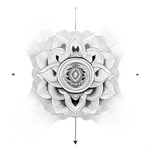 Lotus Flower With A Yin Yang Symbol Inside