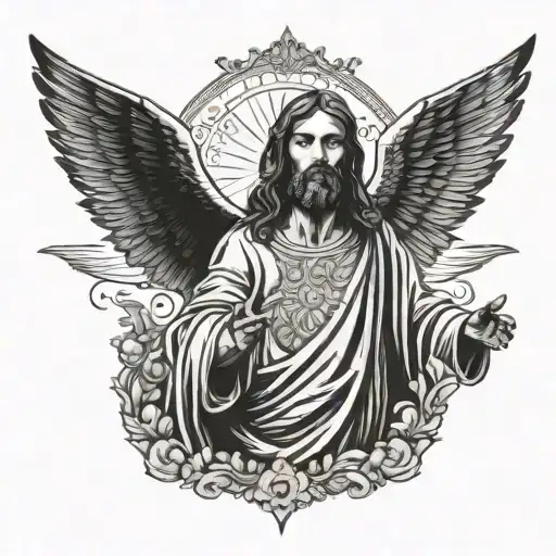 Jesus With Wings Spread Wide