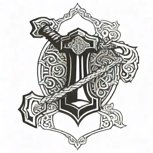 Incorporate Viking Warrior Motifs Into A Blackwork Thor's Hammer Design